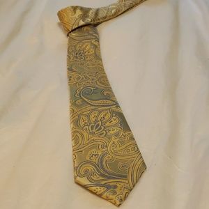 MICHAEL KORS 100% Silk gold & blue paisley tie